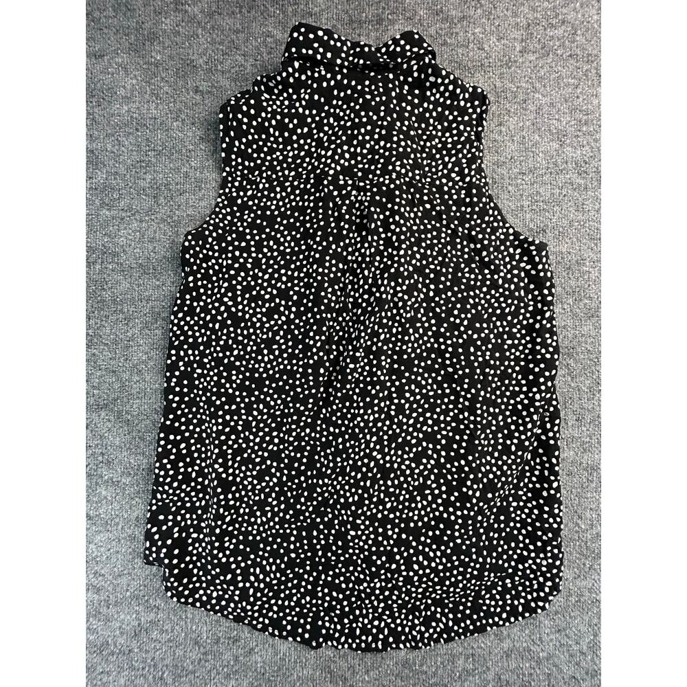 H&M Sleeveless Button Front Blouse Women's Size 8 Black White Polka Dot Top - Picture 2 of 6